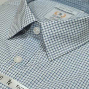 Boxed Pattern Blue Shirt Formal Shirt(CL-7)