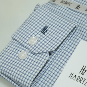 Boxed Pattern Blue Shirt Formal Shirt(CL-7)